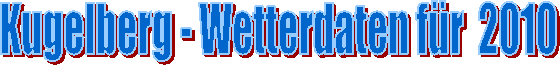 Kugelberg - Wetterdaten f�r  2010
