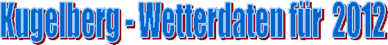 Kugelberg - Wetterdaten f�r  2012