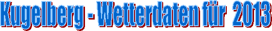 Kugelberg - Wetterdaten f�r  2013