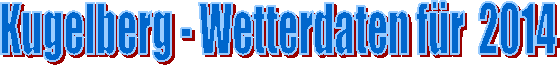 Kugelberg - Wetterdaten f�r  2014