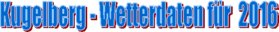 Kugelberg - Wetterdaten f�r  2016