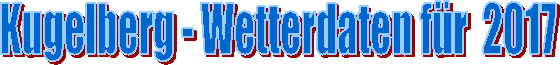 Kugelberg - Wetterdaten f�r  2017